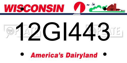 12GI443 Wisconsin License Plate