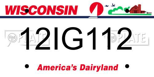 12IG112 Wisconsin License Plate
