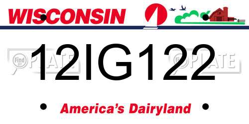 12IG122 Wisconsin License Plate