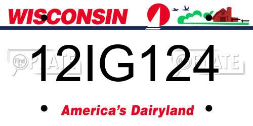 12IG124 Wisconsin License Plate