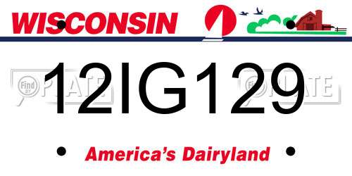 12IG129 Wisconsin License Plate