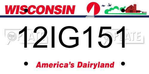12IG151 Wisconsin License Plate