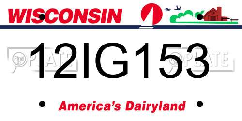 12IG153 Wisconsin License Plate