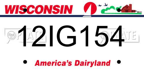 12IG154 Wisconsin License Plate