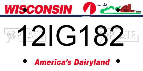 12IG182 Wisconsin License Plate