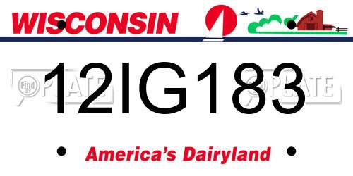 12IG183 Wisconsin License Plate
