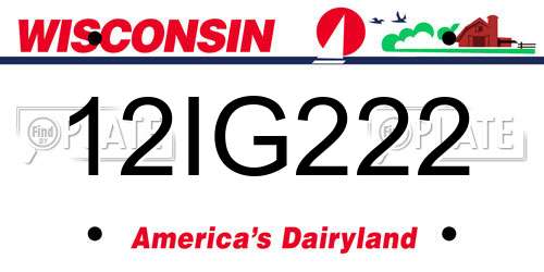 12IG222 Wisconsin License Plate