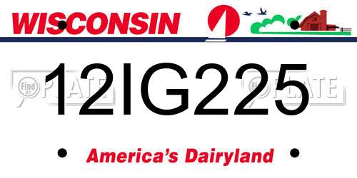 12IG225 Wisconsin License Plate