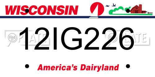 12IG226 Wisconsin License Plate