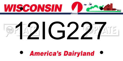 12IG227 Wisconsin License Plate