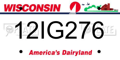 12IG276 Wisconsin License Plate
