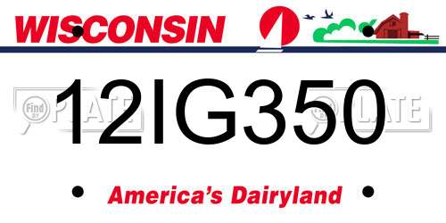 12IG350 Wisconsin License Plate