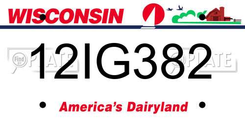 12IG382 Wisconsin License Plate