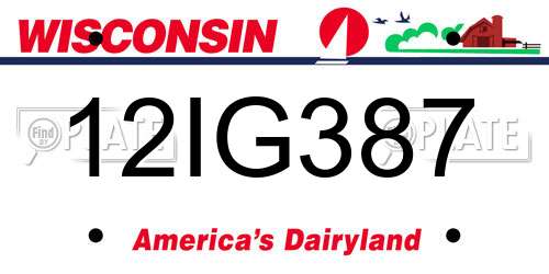 12IG387 Wisconsin License Plate