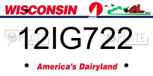 12IG722 Wisconsin License Plate