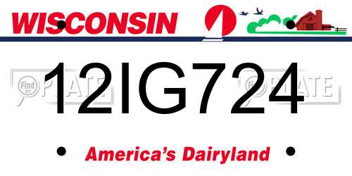 12IG724 Wisconsin License Plate