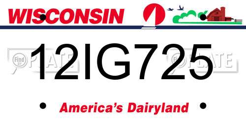 12IG725 Wisconsin License Plate