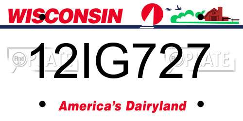 12IG727 Wisconsin License Plate