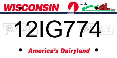 12IG774 Wisconsin License Plate