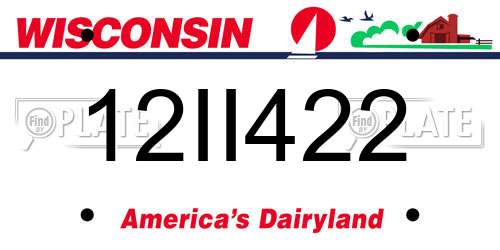 12II422 Wisconsin License Plate