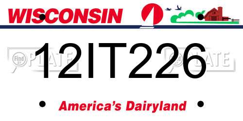 12IT226 Wisconsin License Plate
