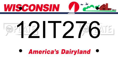 12IT276 Wisconsin License Plate