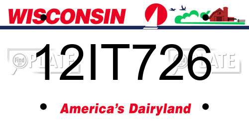 12IT726 Wisconsin License Plate