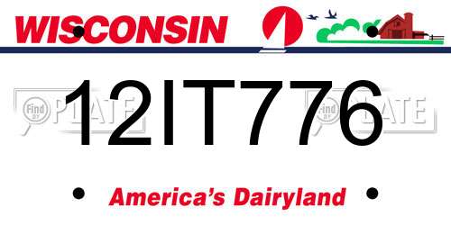 12IT776 Wisconsin License Plate