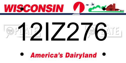 12IZ276 Wisconsin License Plate