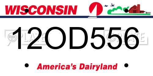 12OD556 Wisconsin License Plate