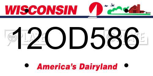 12OD586 Wisconsin License Plate