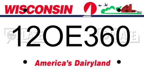 12OE360 Wisconsin License Plate