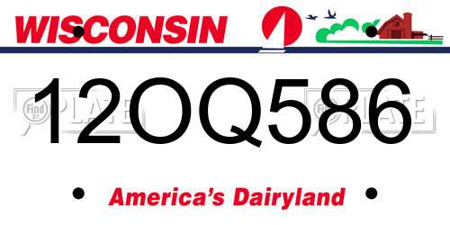 12OQ586 Wisconsin License Plate