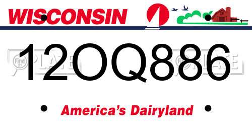 12OQ886 Wisconsin License Plate