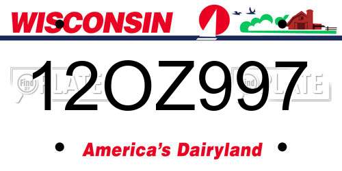 12OZ997 Wisconsin License Plate