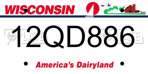 12QD886 Wisconsin License Plate