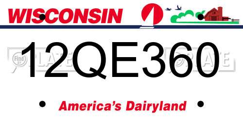 12QE360 Wisconsin License Plate