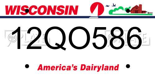 12QO586 Wisconsin License Plate