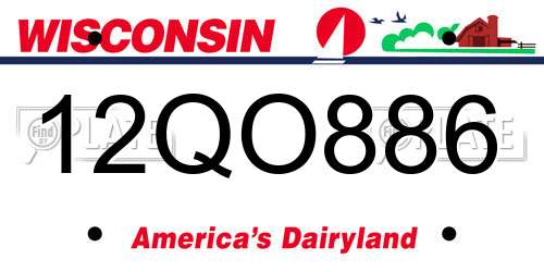 12QO886 Wisconsin License Plate