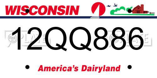 12QQ886 Wisconsin License Plate