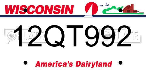 12QT992 Wisconsin License Plate