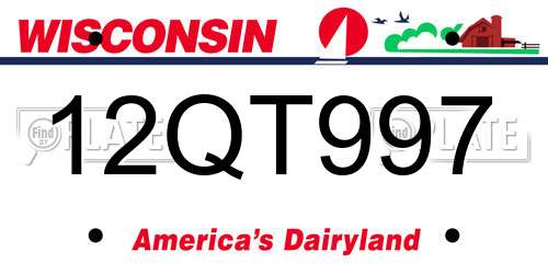 12QT997 Wisconsin License Plate