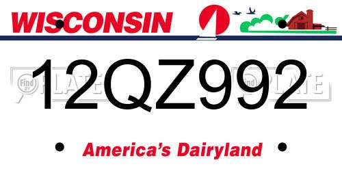 12QZ992 Wisconsin License Plate