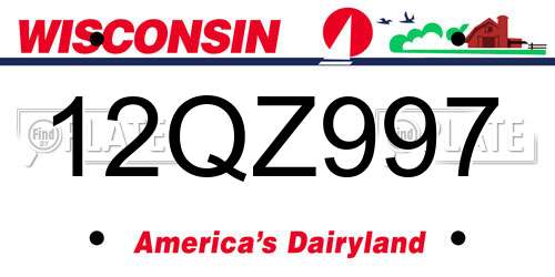12QZ997 Wisconsin License Plate