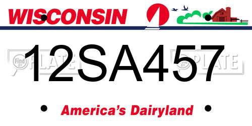 12SA457 Wisconsin License Plate