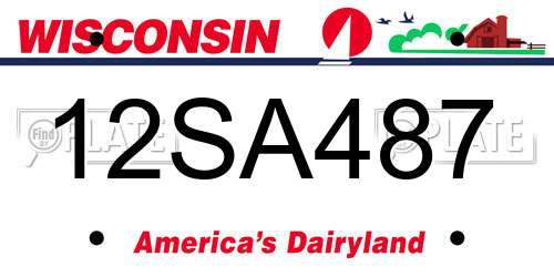 12SA487 Wisconsin License Plate
