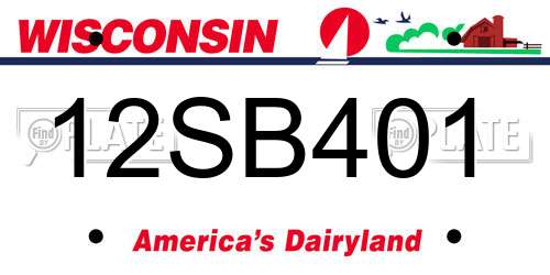 12SB401 Wisconsin License Plate