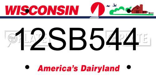 12SB544 Wisconsin License Plate