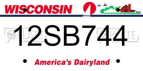 12SB744 Wisconsin License Plate