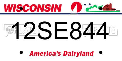 12SE844 Wisconsin License Plate